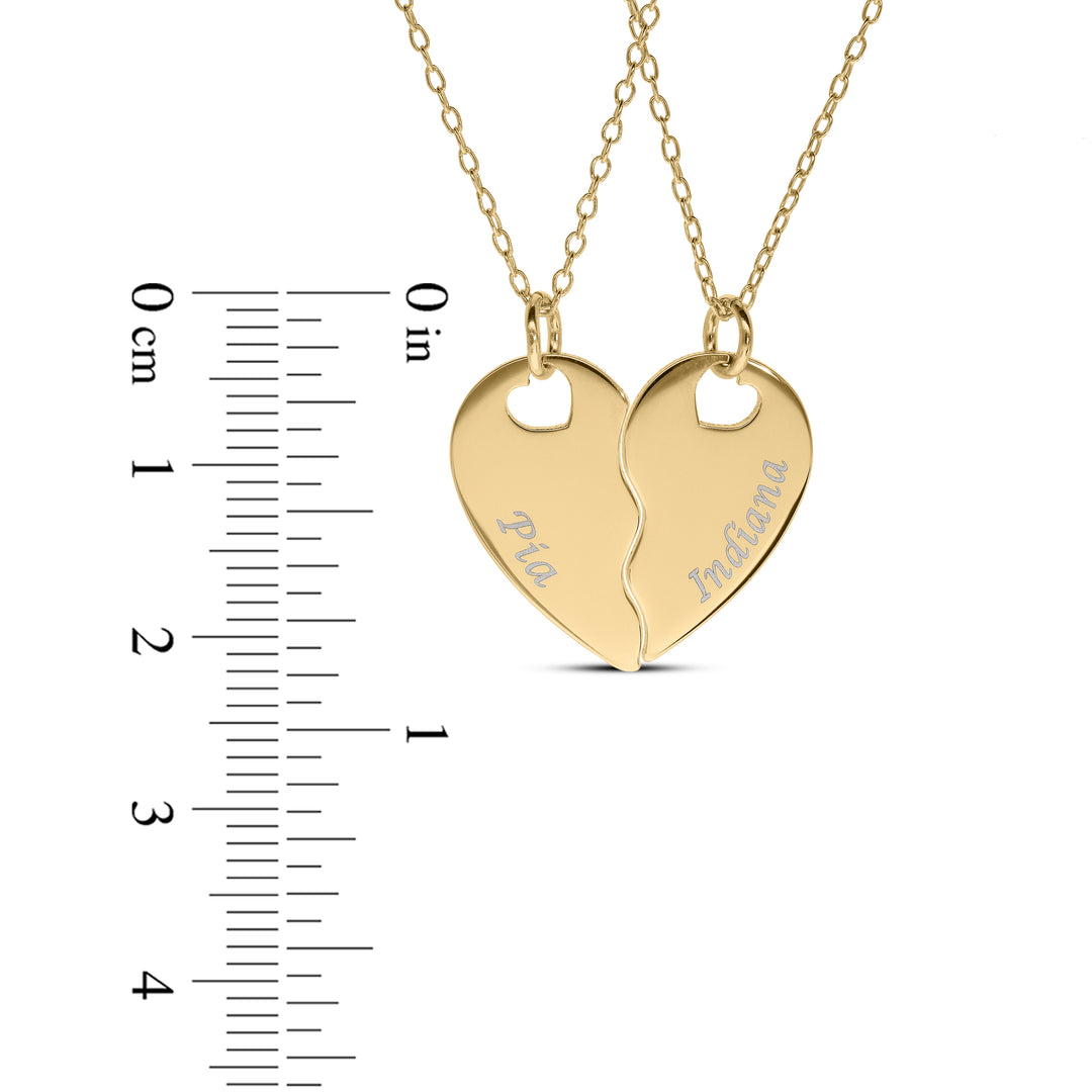 Personalised Friendship Necklace – 2 Hearts Pendant for Best Friends or Girlfriend – Custom Gift for Her