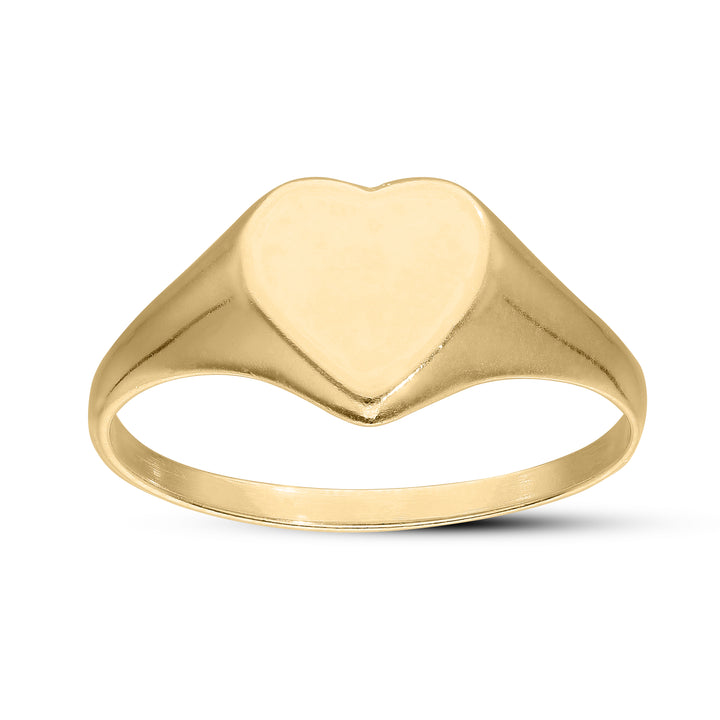 Personalised Heart Signet Ring in Sterling Silver or Gold Plated – Valentine’s Gift
