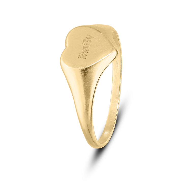 Personalised Heart Signet Ring in Sterling Silver or Gold Plated – Valentine’s Gift