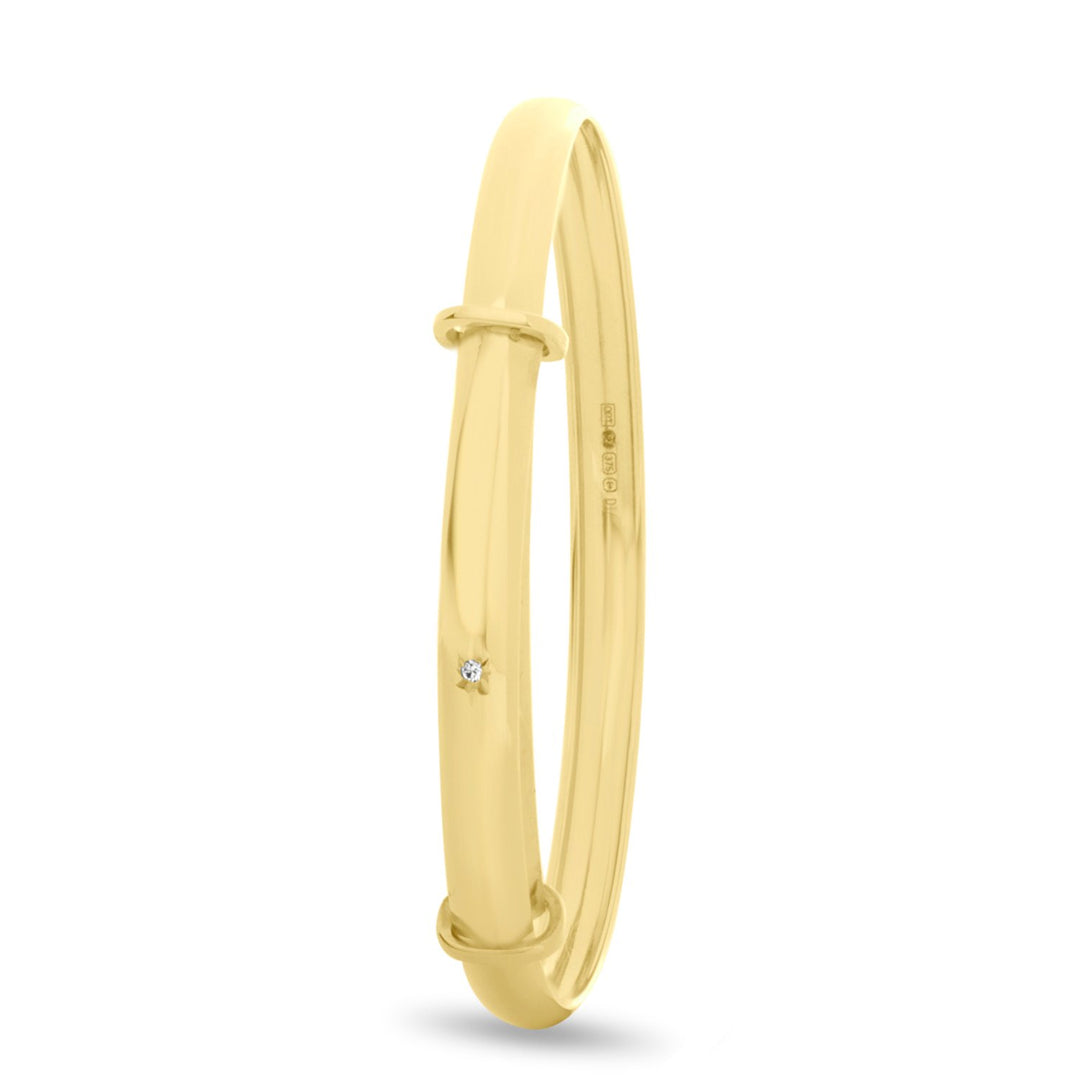 Childrens 9ct Gold Personalised Diamond Bangle (0-1 years)