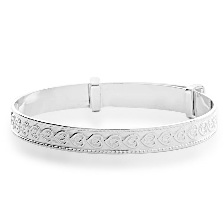 Children's Sterling Silver Celtic Heart Expander Bangle  (0-3 years)